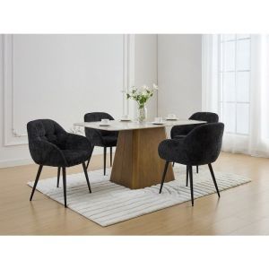 Lot de 6 chaises avec accoudoirs en tissu textur&eacute; et m&eacute;tal - Noir - LASSANDRA de Pascal Morabito