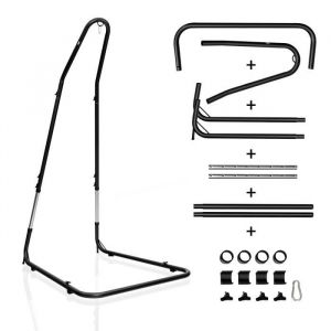 COSTWAY Support pour Fauteuil Suspendu 195-235cm en Acier Support de Hamac avec Crochet de Sécurité Pieds Antidérapants Sans Hamac