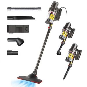 Aspirateur Balai Sans Sac Puissant 35Kpa 1400W 5 en 1 Aspirateur à Main avec Fil pour Poils Animaux Sol Tapis