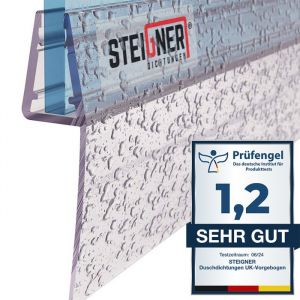 STEIGNER 50cm Joint d'étanchéité droit en PVC pour Paroi en Verre de Douche ou Baignoire, Vitre 6/7/8mm, Anti-Fuites d'Eau, UK05