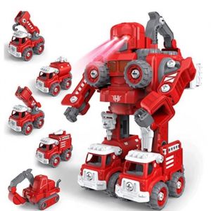 Jouet robot transformable - KEXIMIXUE - Ensemble de 5 camions de pompiers - Rouge - Transformers Rescue Bots
