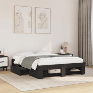 SALE 2025Structure/Cadre de lit - Lit 2 personnes - noir 120x190 cm bois dingénierie45.2 Kg 8500