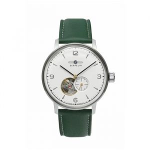 Montre - ZEPPELIN - Hindenburg - Acier 40mm - Cuir Vert - Automatique 50m