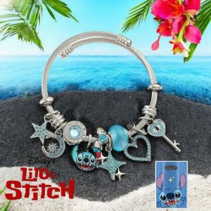 Bracelet Style Charms Stitch Lilo et Stitch Disney Argent + Sac Collector