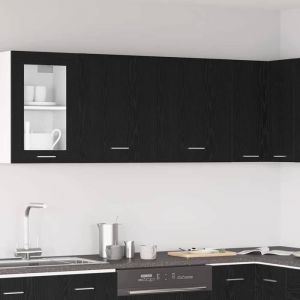 SALE ELEMENTS Cuisine - Armoires suspendue - Meuble Colonne Meuble Haut de cuisnes - 2 pi&egrave;ces - Ch&ecirc;ne noir 100x31x60 cm - En bois
