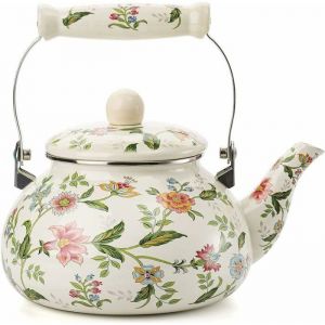 Bouilloire émaillée à induction 24 L pichet émaillé Théière vintage poignée céramique cuisinière à induction gaz poêle à bois