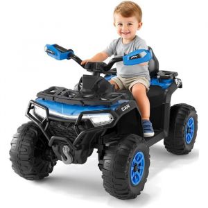 Quad &Eacute;lectrique Enfant 12V Voiture 4 Roues Tout-Terrain avec 2 Moteurs T&eacute;l&eacute;commande  Bluetooth USB D&egrave;s 3 AnsBleu