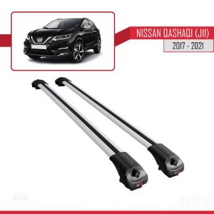 Barres de Toit - ACE-1 - Compatible Nissan Qashqai 2 (J11) - Aluminium - Gris - Charge utile < 300 kg