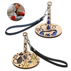 Lot de 2 Porte Pelote de Laine Portable Porte Fil de Poignet en Bois Support D&eacute;rouleur Pelote de Laine avec Dragonne po QIEDOVIEY