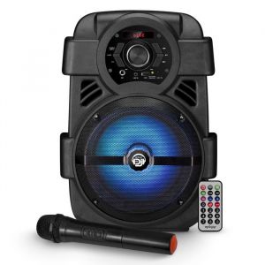 Enceinte autonome MyDj SONIC-08 à LED - 400W - USB/BT/AUX - Télécommande + Micro VHF sans fil