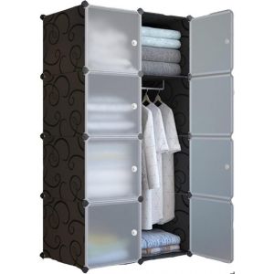 Armoire Penderie avec étagères de rangement Armoire de Chambre5 CUBES 75X47X147CM-EN Plastique