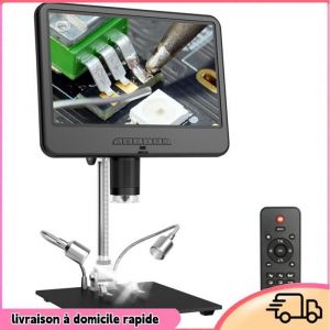 Dilwe microscope &eacute;lectronique 12 MP Microscope &eacute;lectronique 101 pouces avec &eacute;cran LCD 12 MP loupe de photo numerique Multicolore