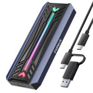 Inateck Boîtier SSD M.2 NVMe SATA avec RGB USB 3.2 10 Gbps Prise en Charge UASP Trim pour 2230-2242-2260-2280(M-M&B Key)