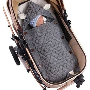 ROCK Nid dange - Enveloppe de poussette à capuche Swaddle Blanket - pour 0-12 mois Nouveau-né - Gris