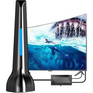 Antenne TV int&eacute;rieur TNT HD Puissante - Antenne TV Int&eacute;rieure avec amplificateur port&eacute;e Longue 420km et 360&deg; R&eacute;ception