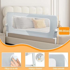 MIPAN.Barrière de Lit Bébé-Barrière De Lit Adulte-Barre De Securite Lit -Élargissement-Réglable+Pliable+Anti-Chute-Blanc+Gris