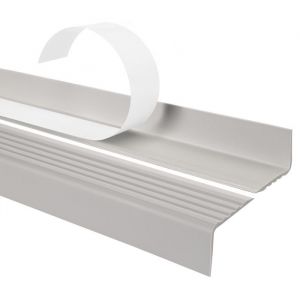 11m  profilé descalier nez de marche adhésif antidérapant PVC gris clair ND 40 x 25 mm