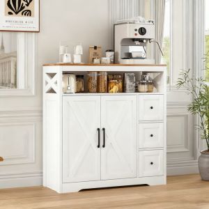 Buffet en Bois Placard de Cuisine avec Plan de Travail2 Portes3 TiroirsMeuble de Rangement pour cuisine Blanc