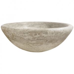 Vasque à poser en pierre travertin Eva Beige Impéria Ø40cm H16cm - C-Négoce