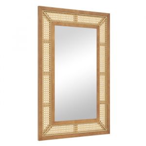 Miroir Mural Rectangulaire - RELAX4LIFE - Cadre de Protection en Bois - Verre en Aluminium - Réflexion Claire - 90X60CM - Naturel