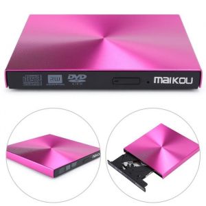 Graveur de CD DVD Lecteur Externe USB 3.0 Pilote dEnregistrement pour Ordinateur Portable(Rose rouge )-CET
