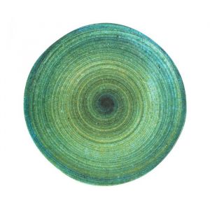 Lot de 24 assiettes rondes EVA 102g  plat de service raffiné en porcelaine motif spiral vert - diamètre 15 x hauteur 15 cm