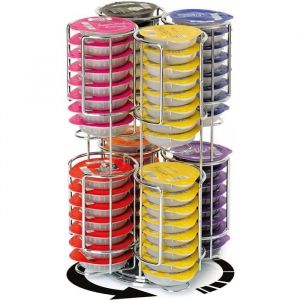 Coffee Shop - aximus CH0 8 - Porte Capsules Distributeur Pr&eacute;sentoir Rotatif pour 64 capsules Tassimo Acier chrom&eacute;