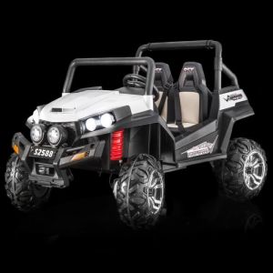 Véhicule électrique RSX White - 2.4Ghz 24V 4 X MOTOR télécommande deux places en cuir Roues Soft EVA Radio FM Bluetooth