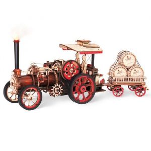 Puzzle 3D bois pour adultes - ROBOTIME machine à vapeur tracteur Locomotive Kit modèle électrique montage de voitures Puzzles