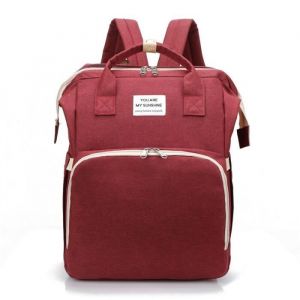 Sac à Dos Langer Bébé Grand en Oxford ImperméableSac de Maternité de Voyage Pliable Multifonction pour Lit Bébé-Rouge
