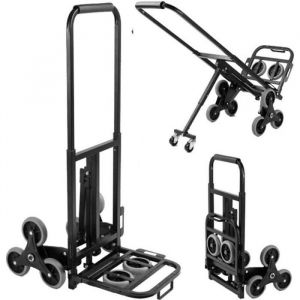 SogesHome Chariot de Transport en M&eacute;tal-Charge max. 150 KG-Diable Pliable Diable de Manutention-avec 6 Roues-Noir