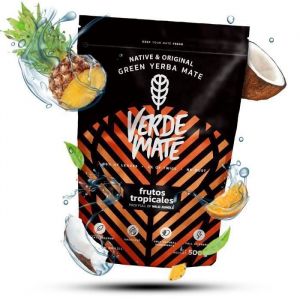 Yerba Mat&eacute; Verde Mate Frutos Tropicales - Non Fum&eacute; Plus de Caf&eacute;ine Que le Caf&eacute; Mat&eacute; du Br&eacute;sil 500g - Petite poussi&egrave;re
