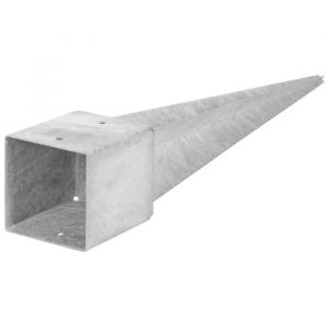 Support de poteau Douille de fond Prise de terre 90 x 90 x 750 mm Galvanis&eacute; &agrave; chaud Pour poteaux carr&eacute;s en bois ADGO