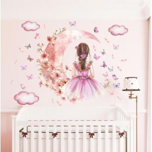 Stickers Muraux Fille Autocollant Mural Fille Papillon D&eacute;coration Stickers Muraux Autocollants Chambre P&eacute;pini&egrave;re DIY Stickers Mural