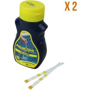 Lot de 2 x 50 bandelettes danalyse pour piscine ou spa - 4 en 1 - Jaune