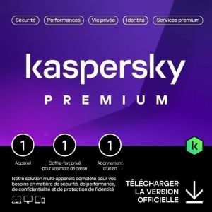 Antivirus - KASPERSKY - Premium 2025 - 1 Poste - 1 An - Version Téléchargement - Sécurité Totale