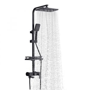 40°C Colonne De Douche Thermostatique 85-125cm Barre De Douche Hauteur RéGlable Colonne De Douche Avec Tete De Douche 34x29cm