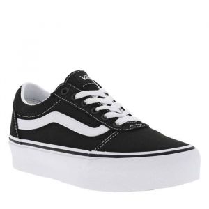 Baskets basses en toile noires &agrave; plateforme avec des lacets plats