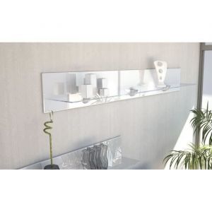 Etag&egrave;re design en bois et verre blanche avec led 146 cm - NO NAME - Laqu&eacute; - Blanc