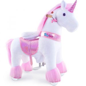 PonyCycle Modèle U à enfourcher Animal qui marche Peluche licorne rose à roulettes avec frein Taille 3 pour les 3-4 ans Ux302