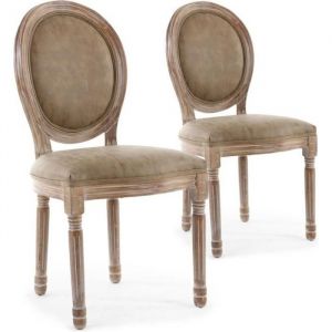 Lot De 2 Chaises Médaillon quing Simili Taupe - Paris Prix
