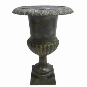 Vase Jardini&egrave;re - LHERITIER DU TEMPS - M&eacute;dicis - Fonte Patin&eacute;e - Vert-Noir - 48x48x62cm