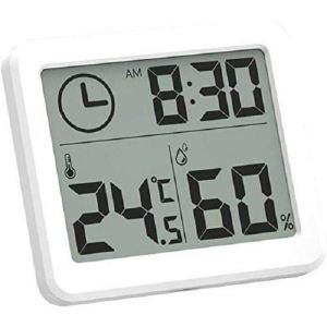 Thermom&egrave;tre Hygrom&egrave;tre Num&eacute;rique enregistreur 3 en 1 de temp&eacute;rature humidit&eacute; et Horloge avec Grand &Eacute;cran LCD