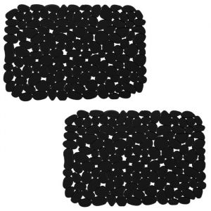 Lot de 2 Tapis Evier Cuisine 40 x 30 cm Tapis Evier &agrave; Faire Soi-M&ecirc;me pour Evier de Cuisine Tapis D&eacute;vier &agrave; Drainage Tapide Noir