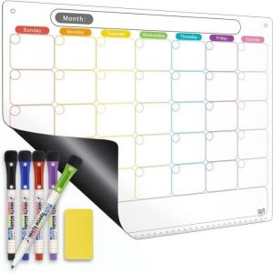 Tableau Planificateur de Repas et Agenda -  Calendrier Magnétique pour Frigo Idéal pour des Examens ou des Tâches Ménagères
