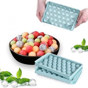 2 Pcs Bac à Glaçons Rond en Silikon Moules à Glaçons Plateaux de Glaçons enBoule Boule de Glace pour Congélateur2 Modèle x 66pcs.