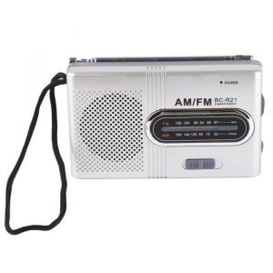 Radio AM FM longue dure 5 W portable de poche transistor avec prise casque pour la maison et lextrieur gris argent Label