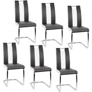 Lot de 6 chaises pour Salle &agrave; Manger Noir et Blanc