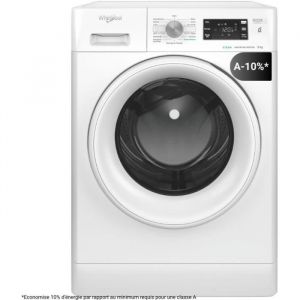 Lave-linge hublot WHIRLPOOL FFBU827VFR FreshCare - 8 kg - Induction - L60cm - 1200 trs/min - Classe A-10% - Blanc
