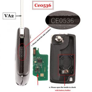 cl&eacute; t&eacute;l&eacute;commande de voiture &agrave; 2 boutons434Mhzpour citro&euml;n C4 C5 C6 C8 Xsara PicassoPeugeot 107 207 307- VA2 CE0536-ASK-citroen-B